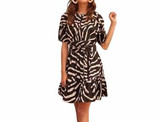 Oliphant Crew Short Zebra Dress In Black