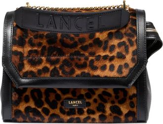 Lancel Ninon leopard-print flap bag - women - Leather/Calf Hair/Nylon - One Size - Black