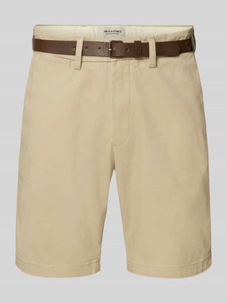 Jack & Jones Jack & Jones Straight Fit Shorts mit abnehmbarem G&uuml;rtel Modell Adam in Beige, Gr&ouml;&szlig;e XXL