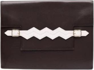 Herm&egrave;s Pre-owned Flat Bag - Dames - Vintage Clutch - Bruin - ONE Size - Leer - Vintage