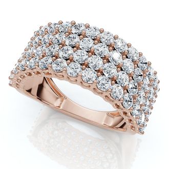 Pompeii3 3Ct Diamond Wide Four Row Anniversary Ring Gold Lab Grown