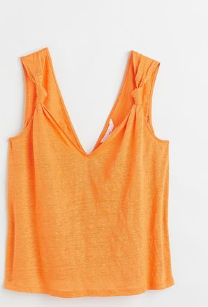 H&M Leinentop mit V-Ausschnitt - Orange