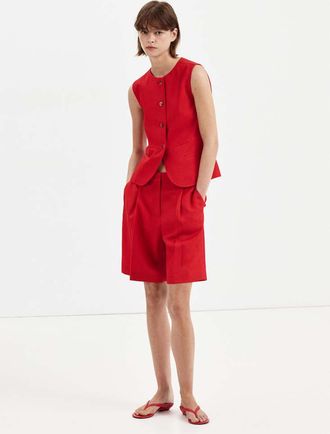 Mango Bermuda dritti vita media rosso - Donna - 38 - MANGO