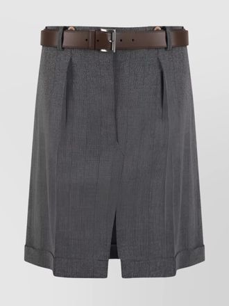 Prada pinstripe skirt belt slits
