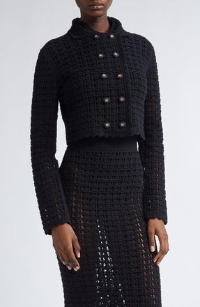 Dolce & Gabbana Virgin Wool Crochet Jacket in N0000 Nero at Nordstrom, Size 8 Us