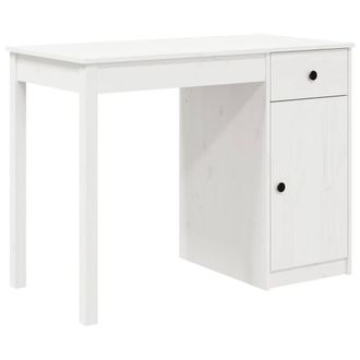 Berkfield Home Desk White 100x50x75 cm Solid Wood Pine | Size: 100 x 50 x 75 cm