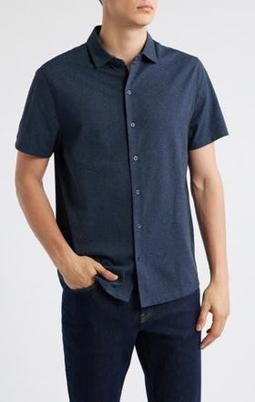 Robert Barakett Harker Short Sleeve Knit Button-Up Shirt in Navy at Nordstrom Rack, Size Medium