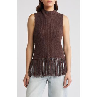 Rails Astrid Fringe Hem Cotton Sweater Tank in Umber at Nordstrom Rack, Size X-Small