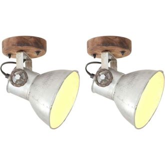 vidaXL Vidaxl - Lampade da Parete/Soffitto 2 pz Industriale Argento 20x25cm E27