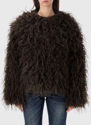Goldbergh Reversible Short Faux Fur Coat with Graphic Print