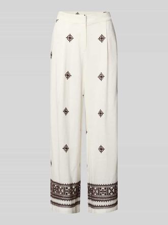 Christian Berg Hose aus Viskose-Leinen-Mix mit Stitchings in Ecru, Gr&ouml;&szlig;e 34