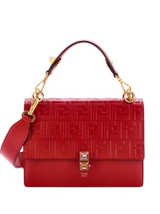 Fendi Kan I Bag Zucca Embossed Leather Medium shoulder bag - Rood