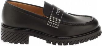 Off-white Off White Dames Combat Leren Loafers (Zwart/Wit)