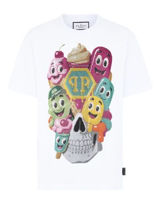 Philipp Plein Round Neck T-Shirt Little Ice Cream Skull