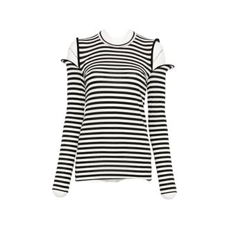 Junya Watanabe Striped Cold-shoulder Top