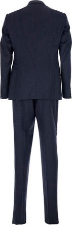 Emporio Armani Double-Breasted Virgin Wool Pant Suit - Blue