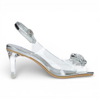 Laura Vita Laura Vita Mira 01 instapsandalen met Cinderella-hak in transparant zilver voor dames