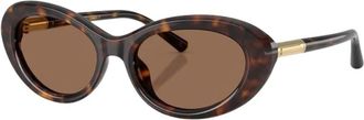 Dolce & Gabbana Ovale Zonnebril - Dames - Zonnebrillen - Bruin - 54 MM - Accessoires