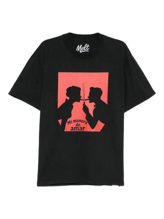 Melt T-shirt met print - Zwart