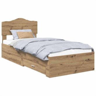 vidaXL Bed Frame with Drawer Artisan Oak 90 x 190 cm Engineered Wood vidaXL