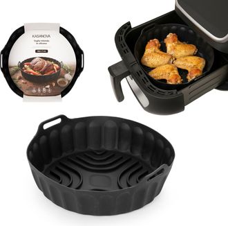 KASANOVA Teglia tonda 22,5 cm silicone per friggitrice ad aria nera