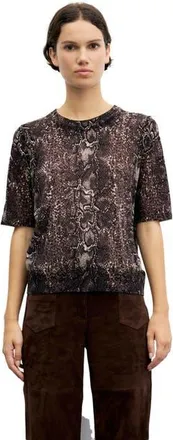 Gerard Darel Rosa Animal Print Top in Brown at Nordstrom, Size X-Large/xx-Large