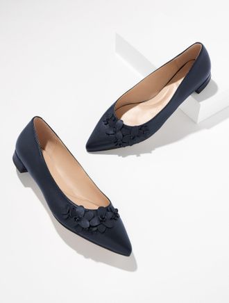 Talbots Portia Floral Nappa Flats - Blue - 7 1/2 M Talbots
