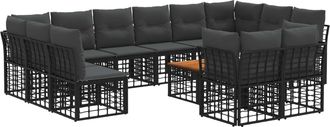 vidaXL Conjunto De Sof&aacute;s De Exterior 13 Uds. Negro Y Gris Oscuro Vidaxl