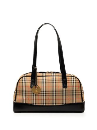 Burberry Borsa a spalla in tela con motivo Haymarket Check 2000-2017 - Marrone