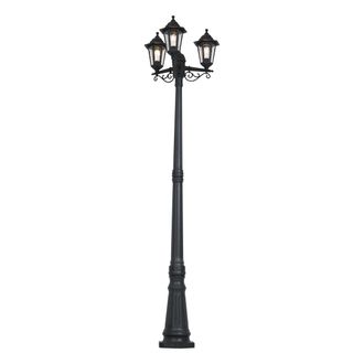 QAZQA Qazqa Cl&aacute;sico/antiguo Farola De Exterior Cl&aacute;sica Negra 217cm Ip44 - New Haven Hammered Pl&aacute;stico /vidrio Redonda Adecuado Para Led Max. 3 X 15 Watt
