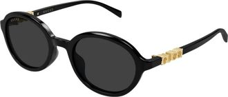 Gucci Afgeronde Zonnebril - Dames - Zonnebrillen - Zwart - 52 MM - Accessoires