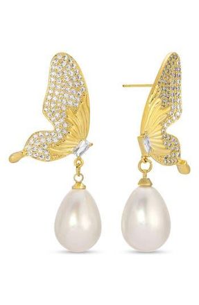 Eye Candy Los Angeles Ezra Cubic Zirconia Butterfly Drop Earrings in Gold at Nordstrom Rack