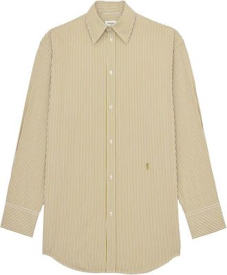 Saint Laurent Gestreept Katoenen Shirt - Dames - Overhemden - Groen - S - Katoen - Overhemden