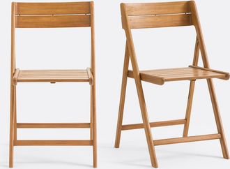 La Redoute Interieurs Set van 2 opvouwbare tuinstoelen van massief acacia, TIKAO