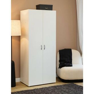 Dmora Guardaroba 2 ante Cork, Mobile camera da letto, Cabina armadio portabiti, Armadio appendiabiti, 74x52 h179 cm, Bianco - Dmora