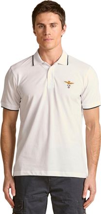 Aeronautica Polo Aeronautica Militaire logo op borst wit