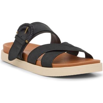 Lucky Brand Morissa Leather Slide Sandal in Black Oilynb at Nordstrom Rack, Size 7.5