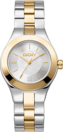 DKNY Women Watch, Two Tone Silver & Gold Color Case, Silver Dial, Two Tone Silver & Gold Color Metal Bracelet, 3 Hands, 5 ATM