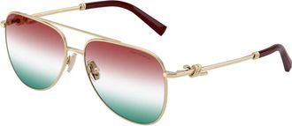 Tiffany & Co. Aviator Zonnebril - Dames - Zonnebrillen - Geel - 59 MM - Accessoires