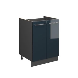 Vicco Mueble Bajo Para Fregadero Fame-line, Azul Oscuro Alto Brillo/antracita, 60 Cm, Vicco
