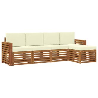 vidaXL Conjunto De Sof&aacute;s De Exterior Con Coj&iacute;n 5 Pcs Natural Y Crema Vidaxl