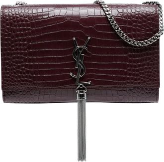 Saint Laurent 2019 Medium Croc Embossed Leather Monogram Kate Tassel crossbody bag - Rosso