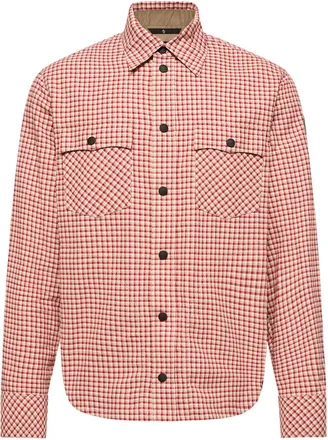Moncler Moncler Long Sleeve Check Cotton Shirt, Men, Pink, Size: Xl