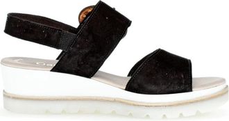 Gabor Su&egrave;de sandaal met riemgesp - Dames - Sleehakken - Zwart - 42 EU - Su&egrave;de - Schoenen