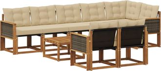vidaXL Conjunto De Sof&aacute;s De Exterior 9 Uds. Natural Y Beige Vidaxl