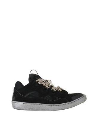 Lanvin Curb Sneakers Id Chain In Suede in Black at Nordstrom, Size 36 Eu