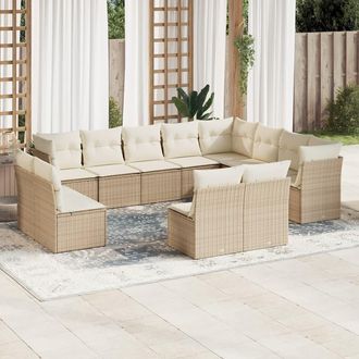 vidaXL Set De Sof&aacute;s De Jard&iacute;n 12 Pzas Y Cojines Rat&aacute;n Sint&eacute;tico Marr&oacute;n Vidaxl