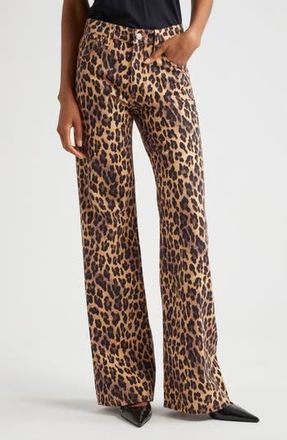 Alice & Olivia Print High Waist Flare Jeans in Leopard at Nordstrom Rack, Size 28
