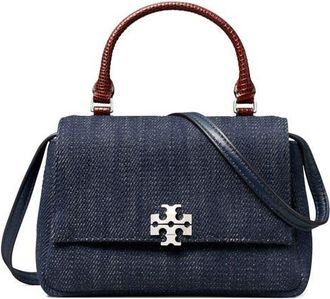 Tory Burch Charlie Denim Top Handle Bag in Midnight at Nordstrom