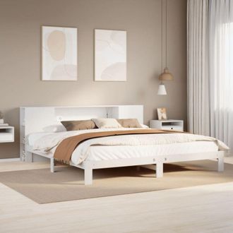 vidaXL Vidaxl - Cama Con Estanter&iacute;a Sin Colch&oacute;n Madera Maciza Blanca 180x200 Cm